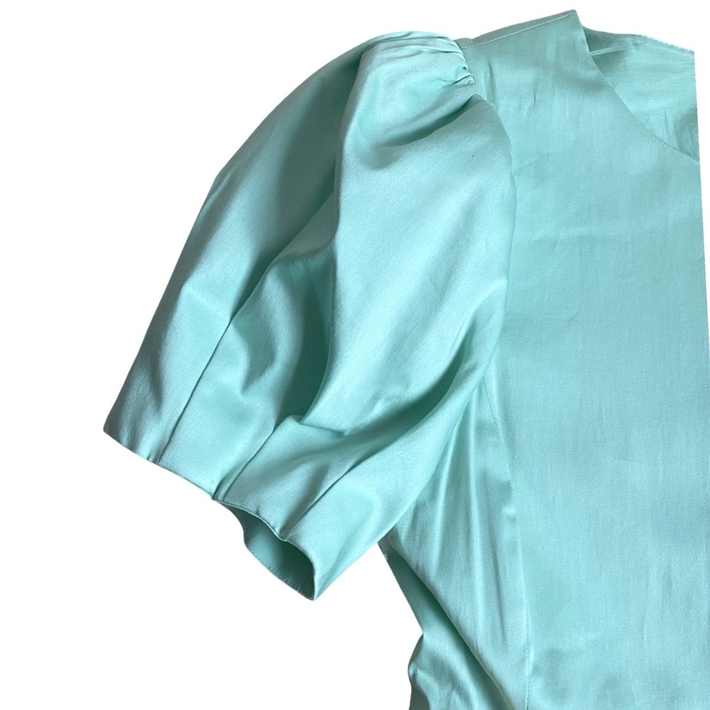 NEW ALICE + OLIVIA Linnie Tiered Rainbow Puff‎ Sleeve Poplin Midi Dress Size 8 - Picture 5 of 9